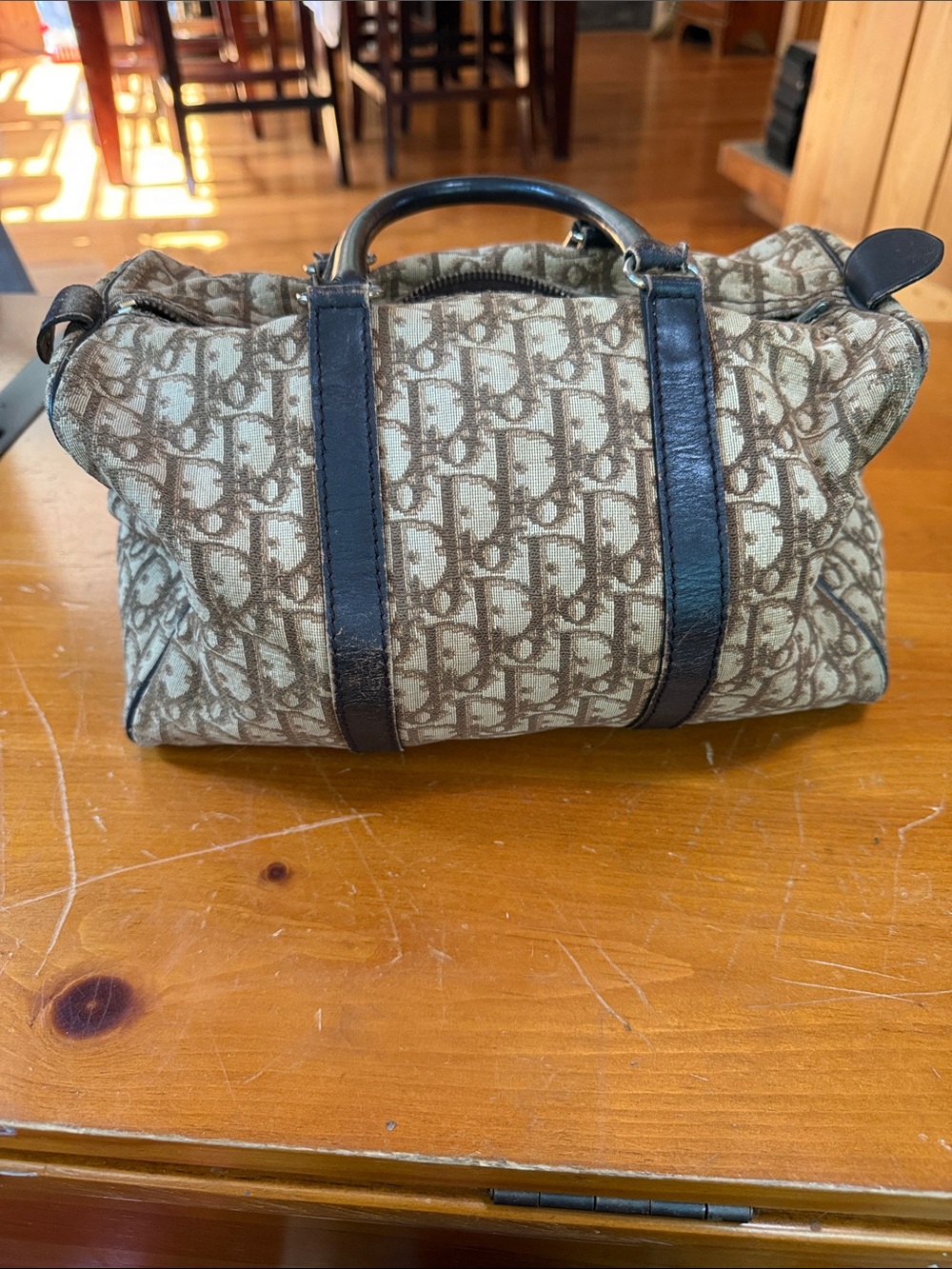 Christian Dior canvas satchel Boston bag